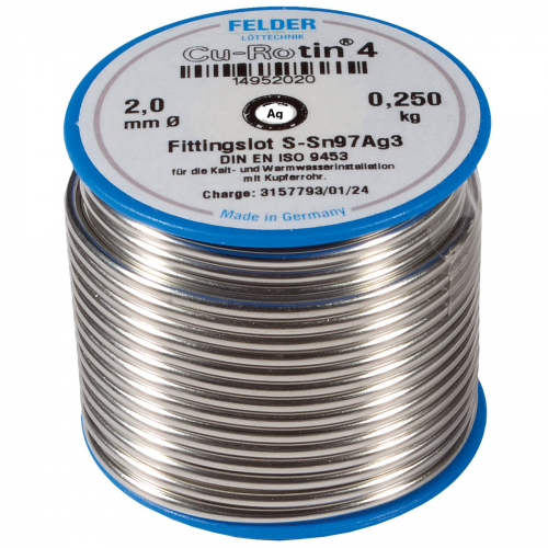 Felder Cu-Rotin® 4 (Sn97Ag3), Ø 2mm, 250g, so striebrom