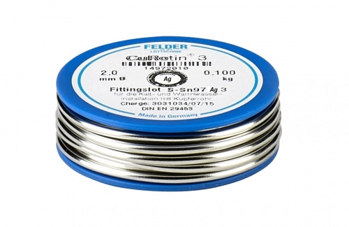 Mäkká spájka S-Sn97Ag3, 2mm,100g,so striebrom